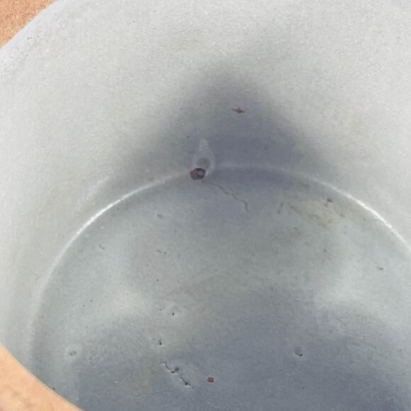 Vintage Rustic Butter Crock Blue Striped Small Stoneware Container - Picture 4 of 5